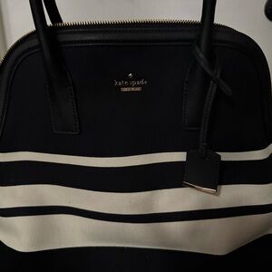 kate spade Black and White Striped Dome Tote